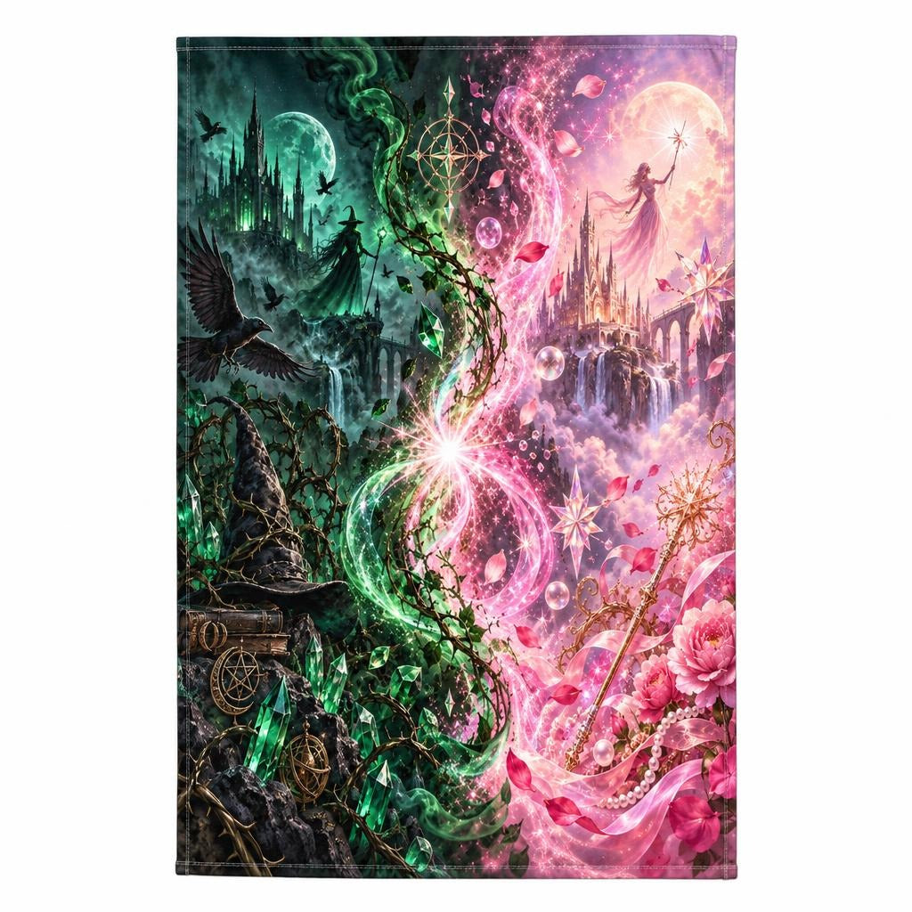 Pink & Green Witch Enchantment All Over Sports Towel