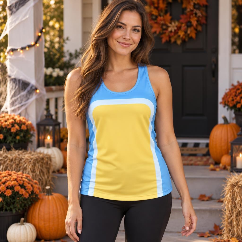 Big Blue Pup Costume All Over Women's Racerback Tank Top