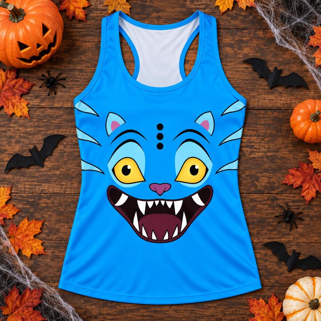 Blue Mischief Tiger Costume All Over Women's Racerback Tank Top