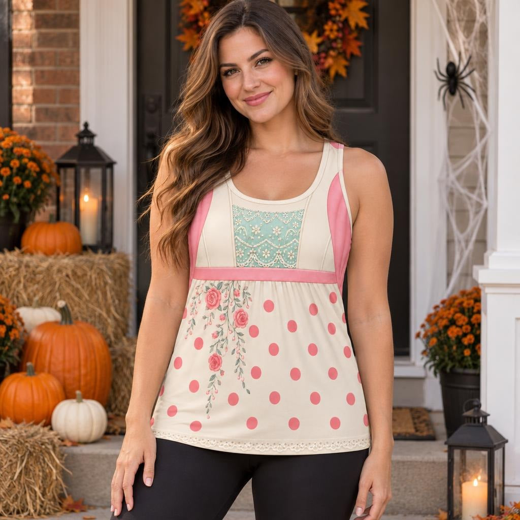 Pink Shepherdess Costume All Over Women's Racerback Tank Top