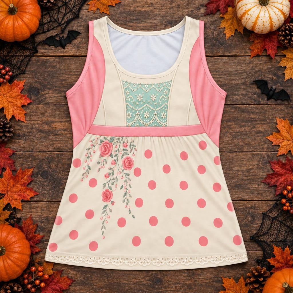 Pink Shepherdess Costume All Over Women's Racerback Tank Top