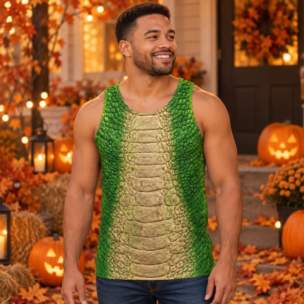 Friendly Green T-Rex Costume All Over Men's Tank Top