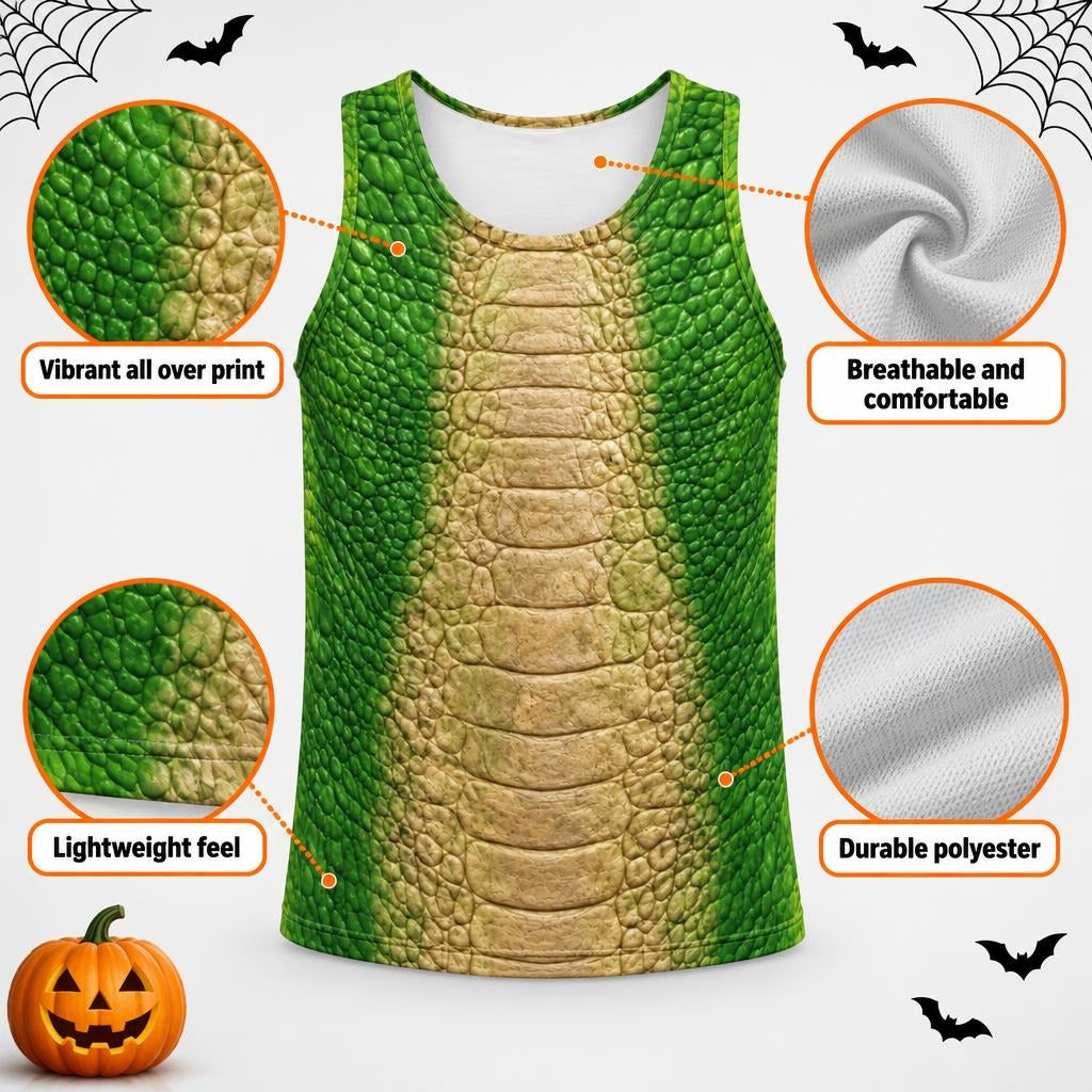 Friendly Green T-Rex Costume All Over Men's Tank Top