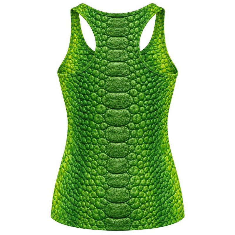 Friendly Green T-Rex Costume All Over Women's Racerback Tank Top Women's Tank Tops Old Glory