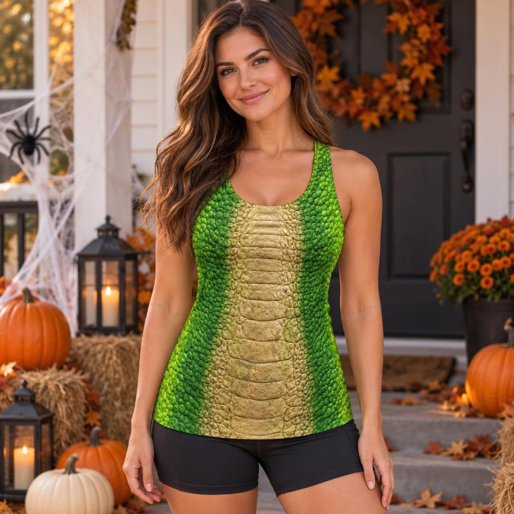 Friendly Green T-Rex Costume All Over Women's Racerback Tank Top