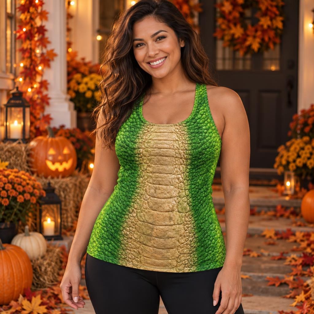 Friendly Green T-Rex Costume All Over Women's Racerback Tank Top