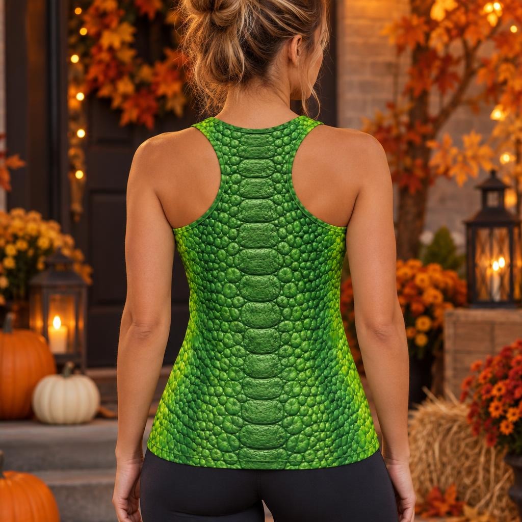 Friendly Green T-Rex Costume All Over Women's Racerback Tank Top