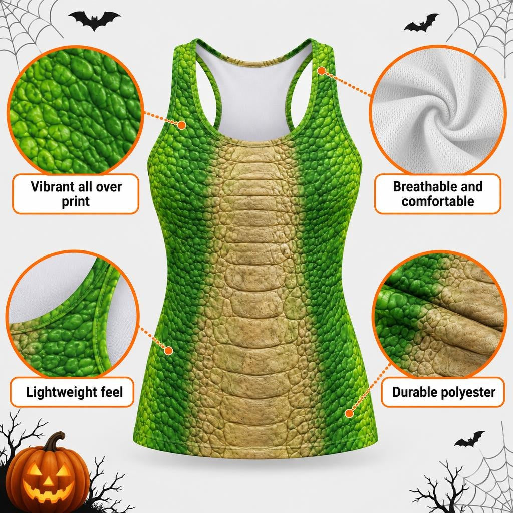 Friendly Green T-Rex Costume All Over Women's Racerback Tank Top