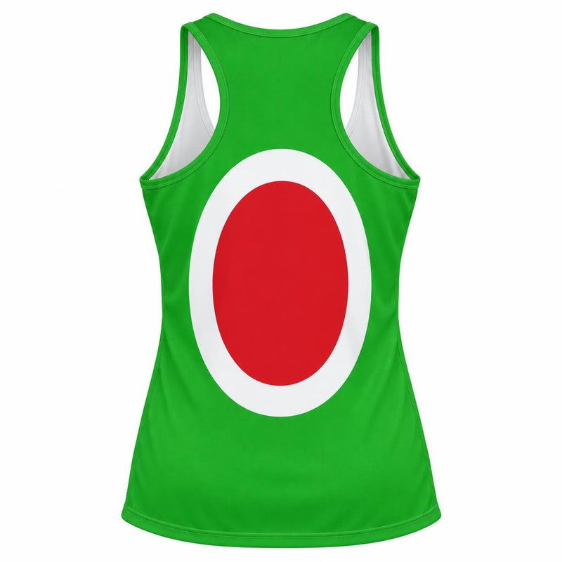 Green Adventure Dino Sidekick Costume All Over Women's Racerback Tank Top Women's Tank Tops Old Glory