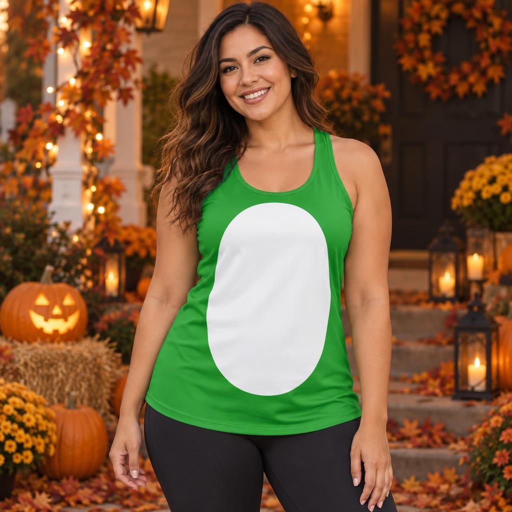 Green Adventure Dino Sidekick Costume All Over Women's Racerback Tank Top