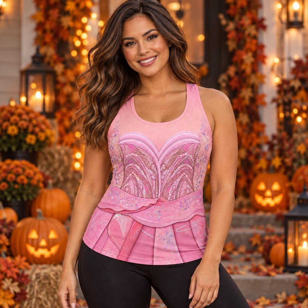 Pink Enchanted Witch Costume All Over Women's Racerback Tank Top