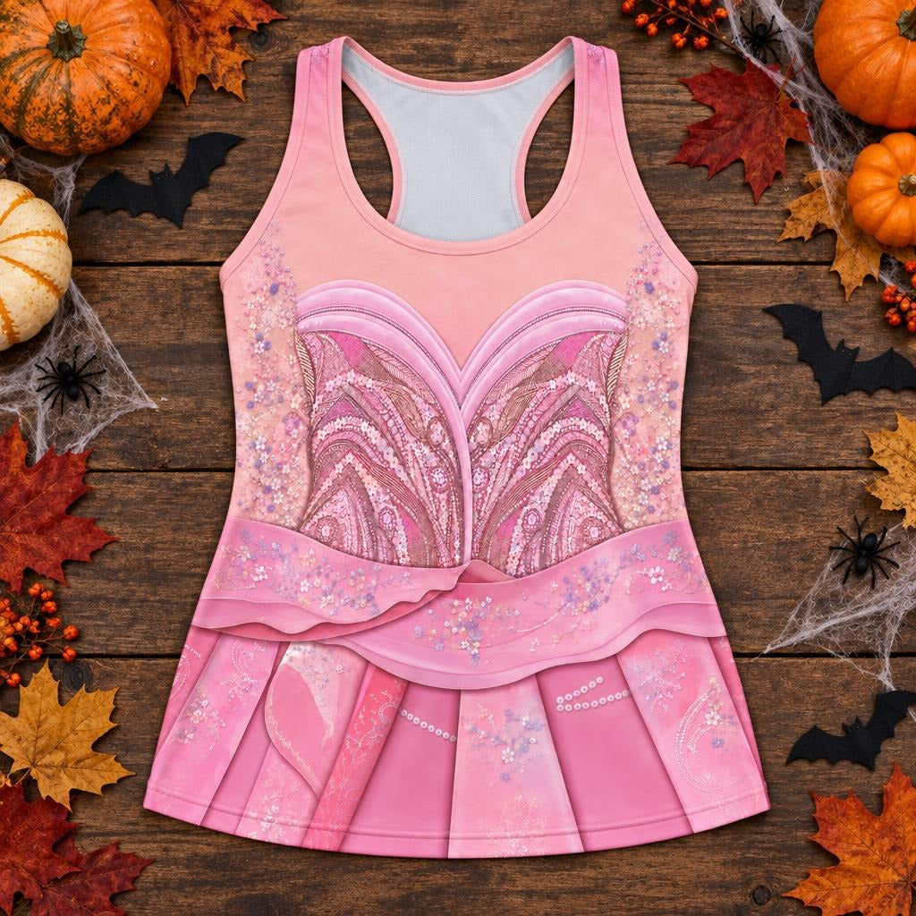 Pink Enchanted Witch Costume All Over Women's Racerback Tank Top