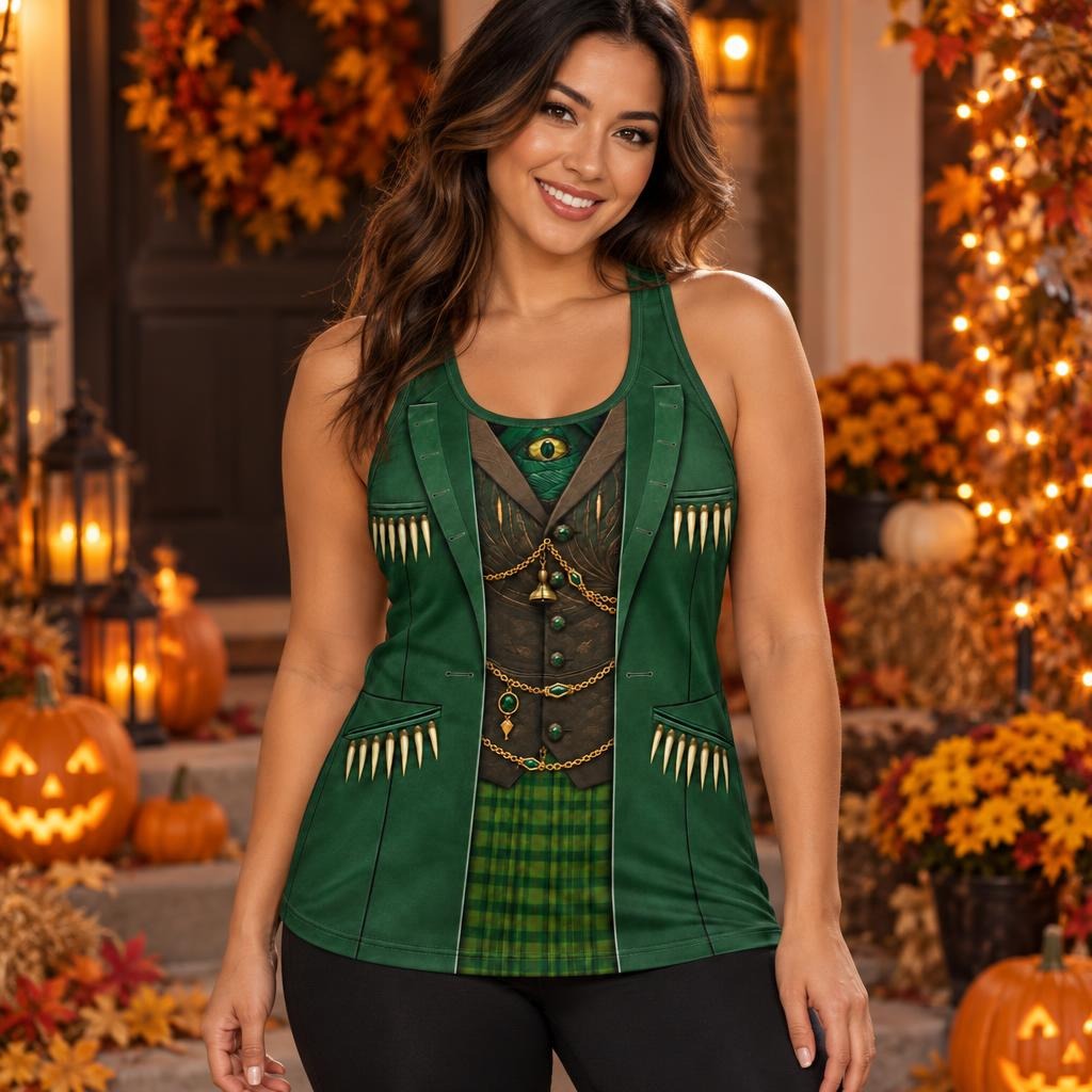 Emerald Trickster Suit Costume All Over Women's Racerback Tank Top