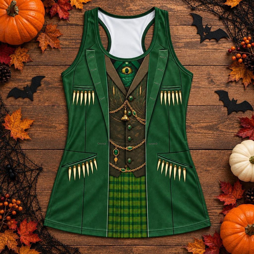 Emerald Trickster Suit Costume All Over Women's Racerback Tank Top