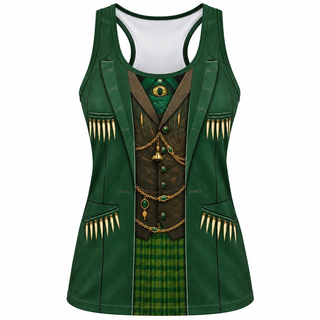 Emerald Trickster Suit Costume All Over Women's Racerback Tank Top