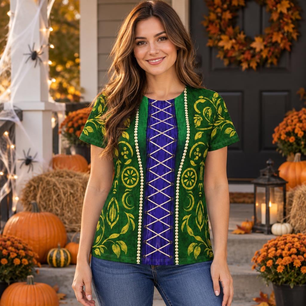 Green Spellbook Witch Costume All Over Women's T-Shirt Women's T-Shirts Old Glory