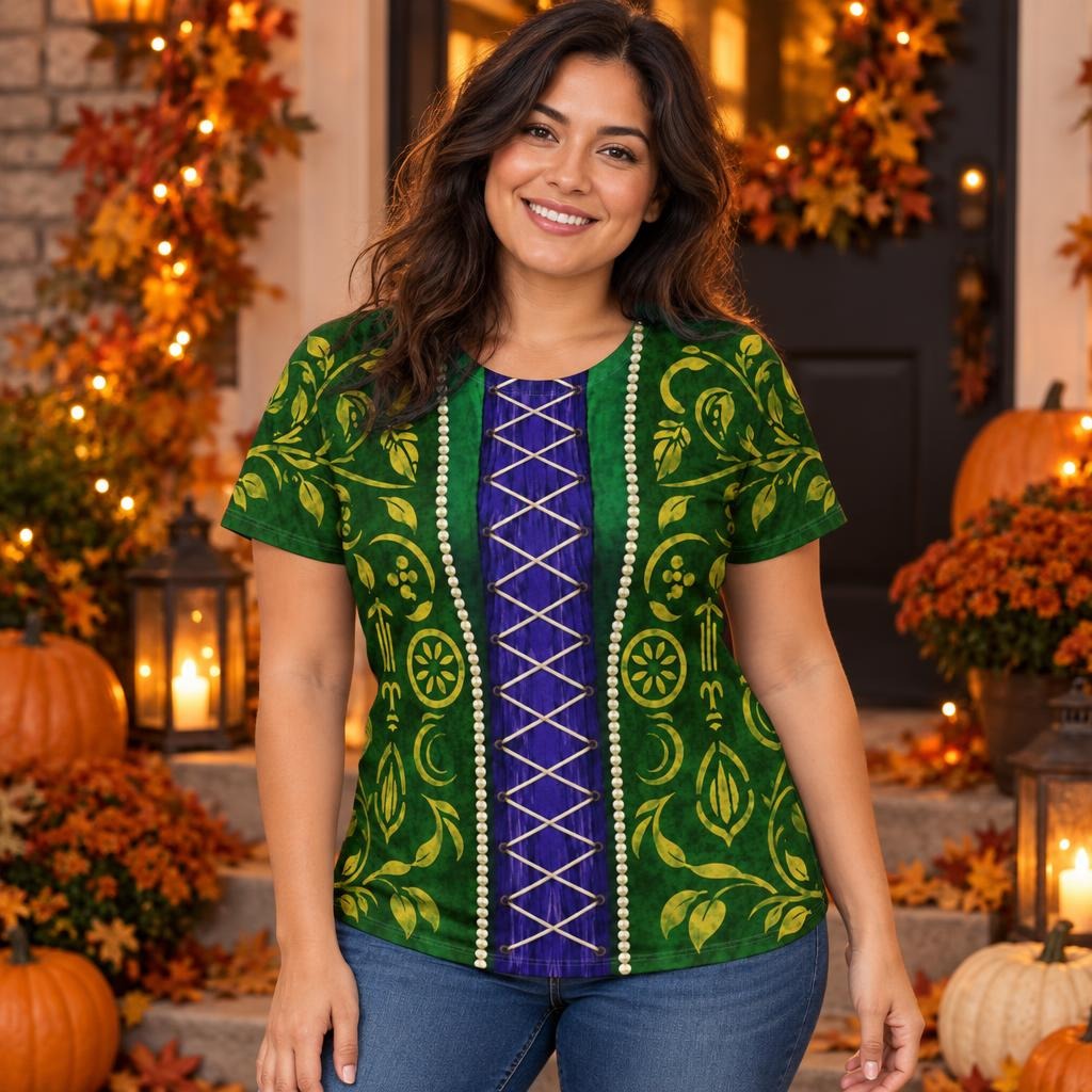 Green Spellbook Witch Costume All Over Women's T-Shirt Women's T-Shirts Old Glory