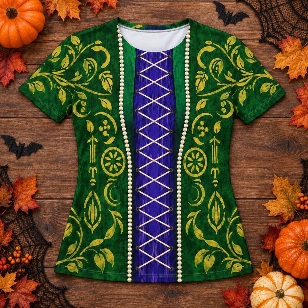 Green Spellbook Witch Costume All Over Women's T-Shirt Women's T-Shirts Old Glory