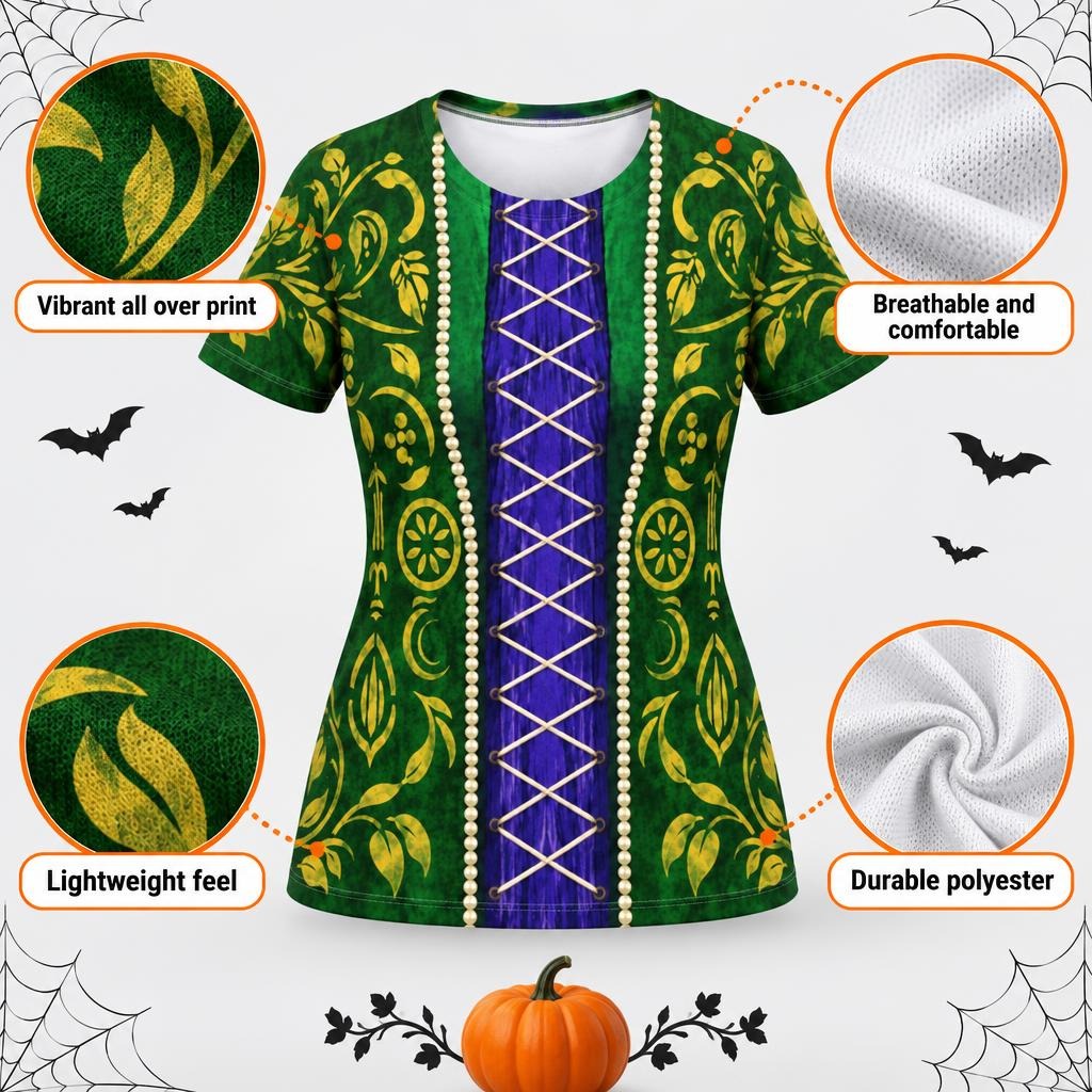 Green Spellbook Witch Costume All Over Women's T-Shirt Women's T-Shirts Old Glory