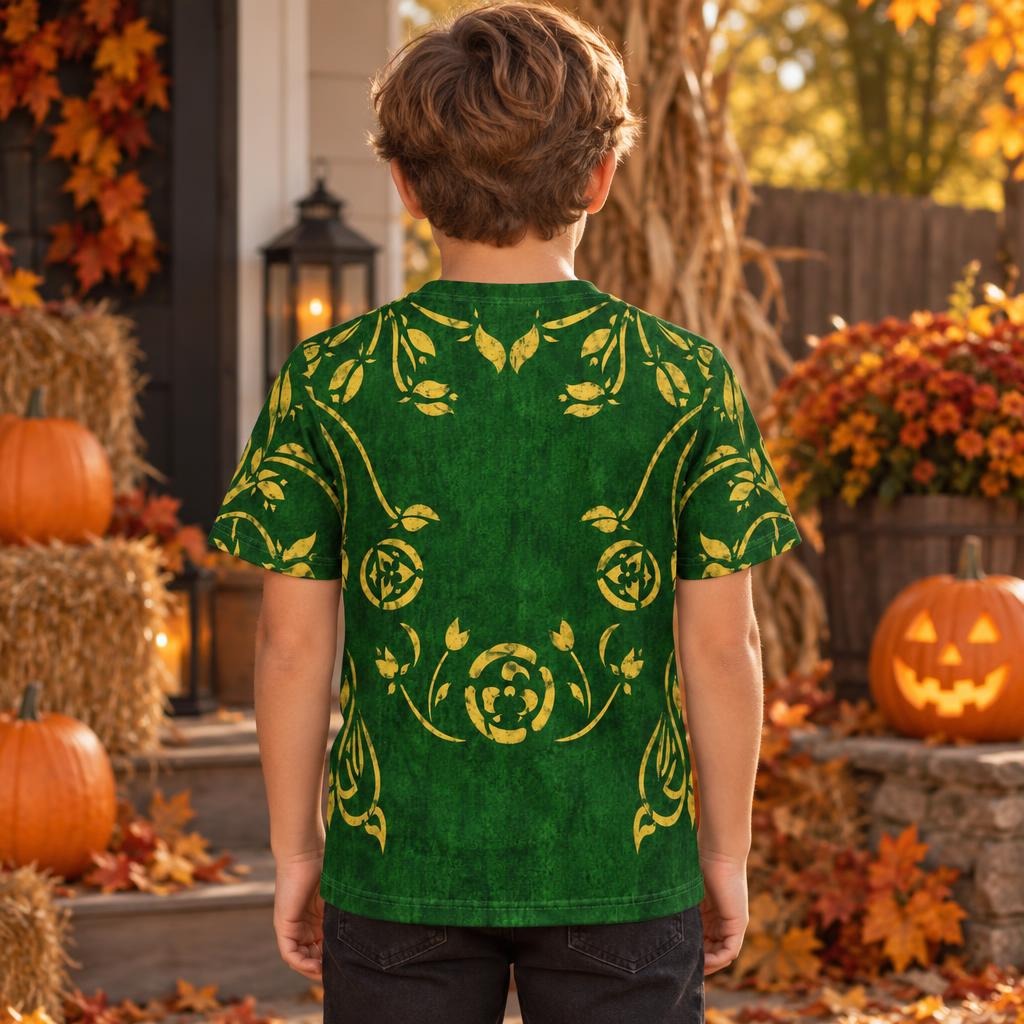 Green Spellbook Witch Costume All Over Youth T-Shirt Youth T-Shirts Old Glory
