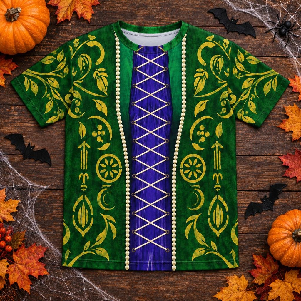 Green Spellbook Witch Costume All Over Youth T-Shirt Youth T-Shirts Old Glory
