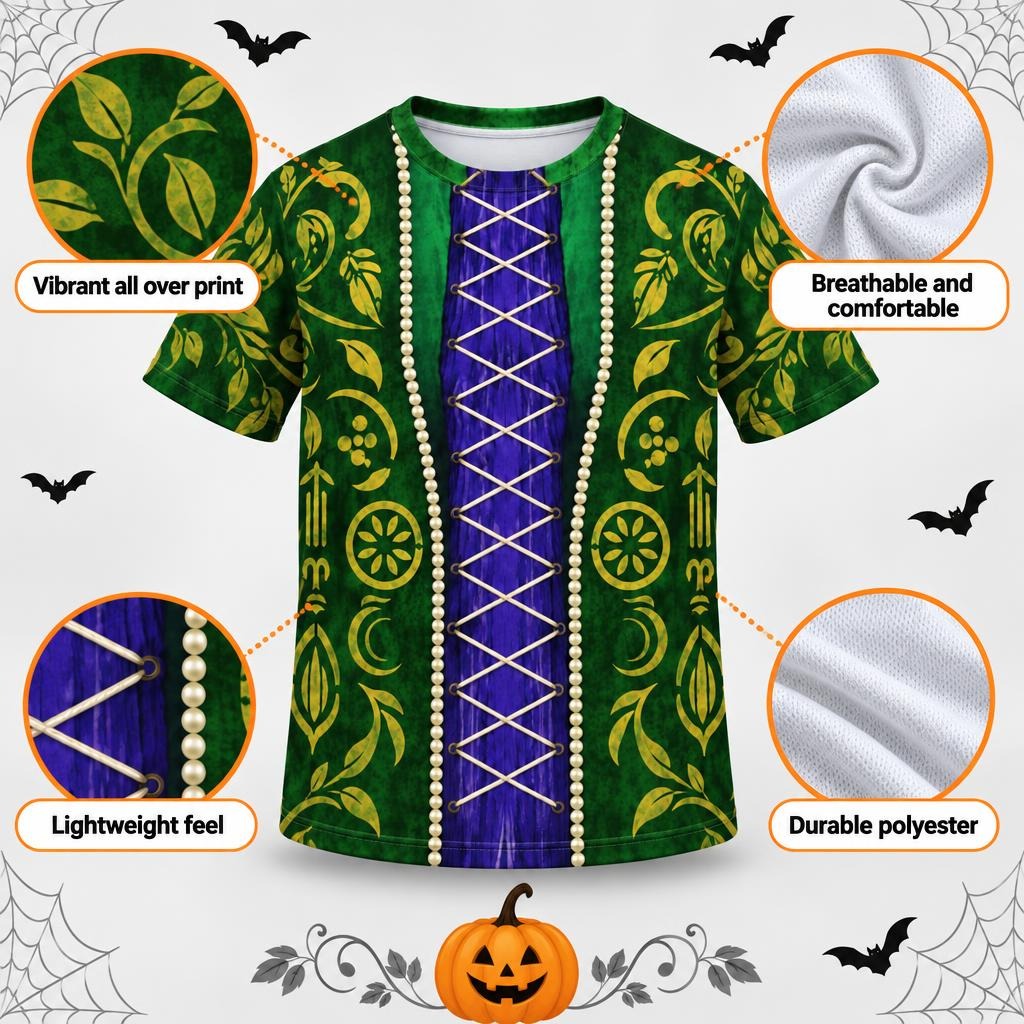 Green Spellbook Witch Costume All Over Youth T-Shirt Youth T-Shirts Old Glory