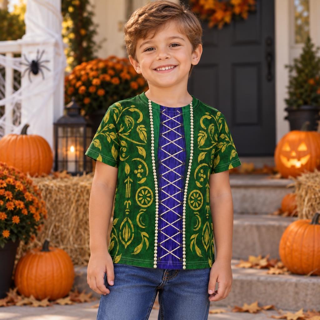 Green Spellbook Witch Costume All Over Toddler T-Shirt Toddler T-Shirts Old Glory