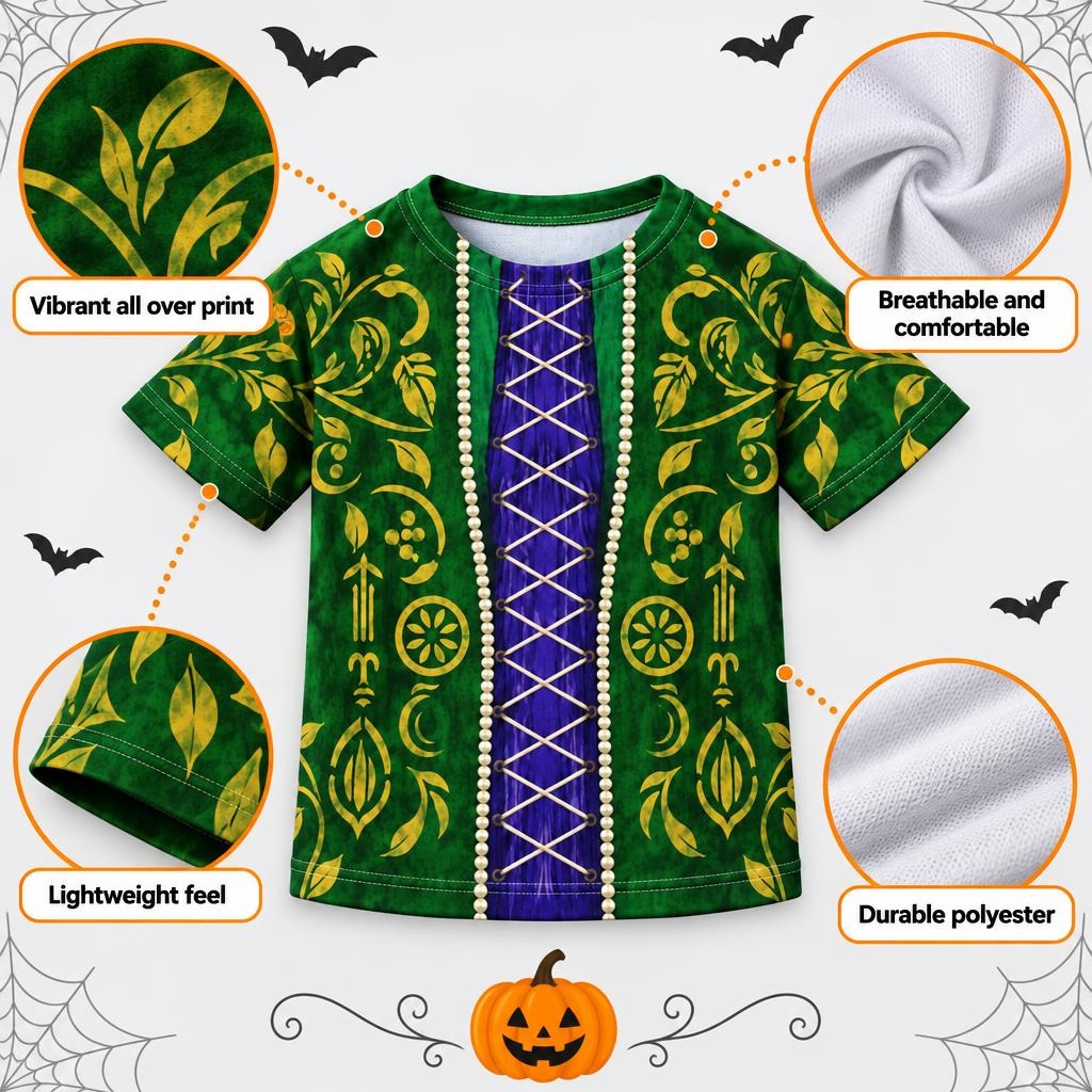 Green Spellbook Witch Costume All Over Toddler T-Shirt Toddler T-Shirts Old Glory