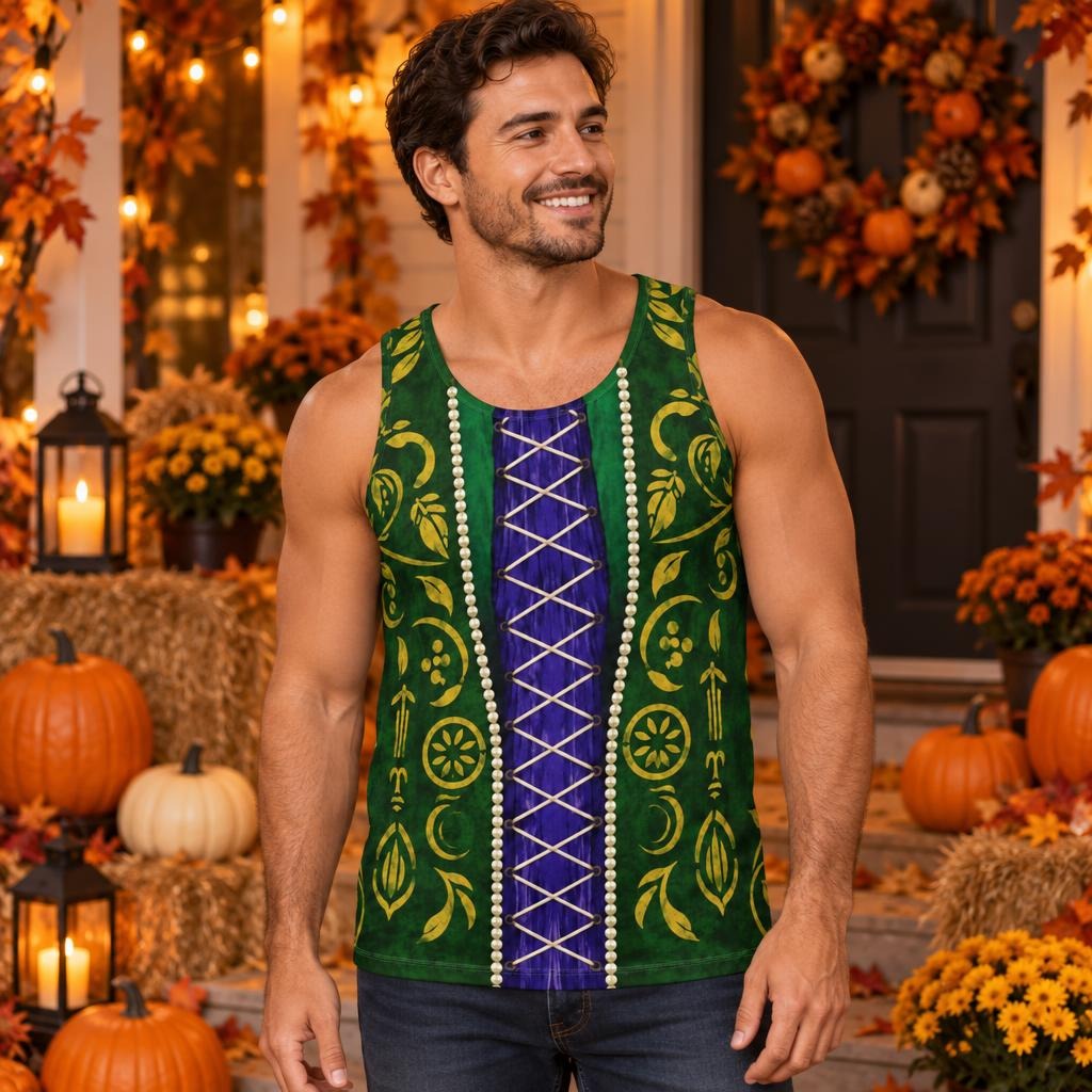Green Spellbook Witch Costume All Over Men's Tank Top Men's Tank Tops Old Glory