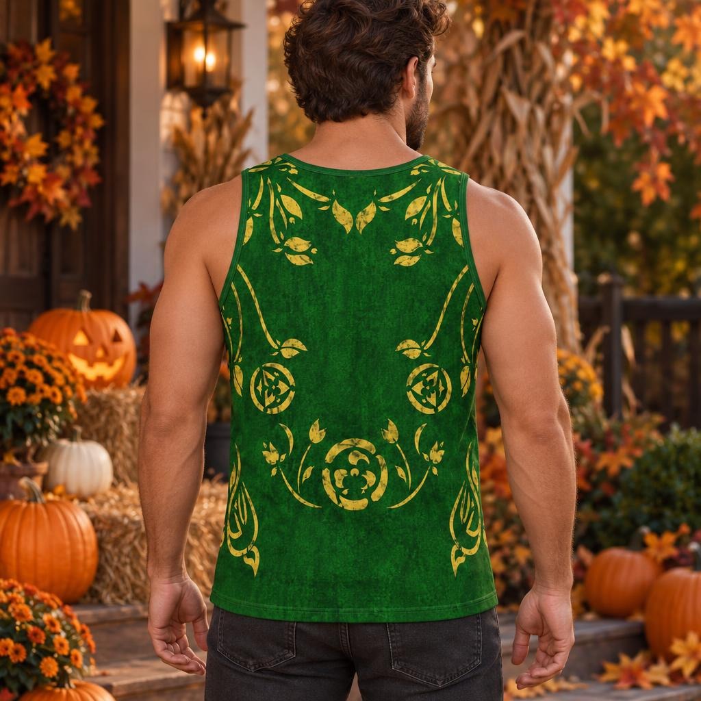 Green Spellbook Witch Costume All Over Men's Tank Top Men's Tank Tops Old Glory