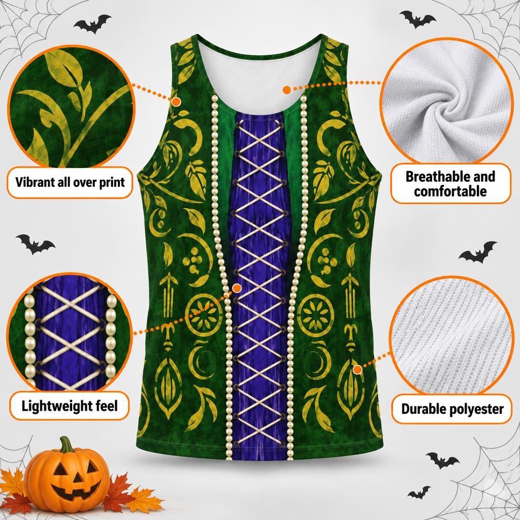 Green Spellbook Witch Costume All Over Men's Tank Top Men's Tank Tops Old Glory