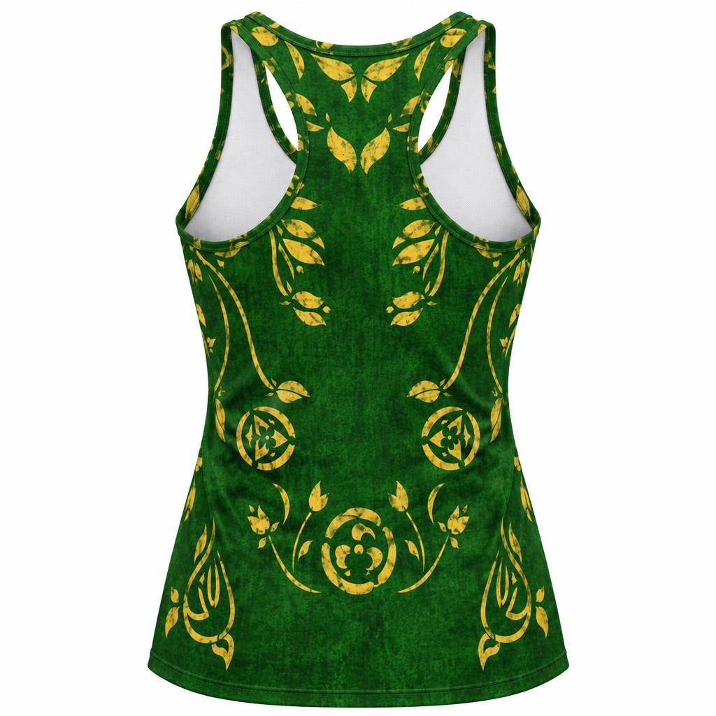 Green Spellbook Witch Costume All Over Women's Racerback Tank Top Women's Tank Tops Old Glory