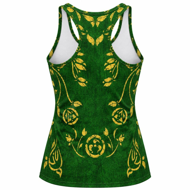 Green Spellbook Witch Costume All Over Women's Racerback Tank Top Women's Tank Tops Old Glory
