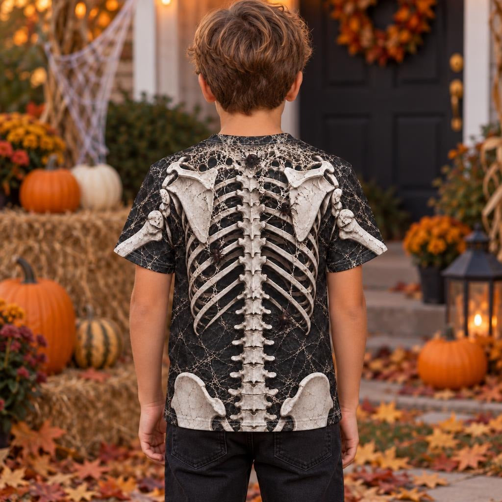 Webbed Skeleton Costume All Over Youth T-Shirt Youth T-Shirts Old Glory