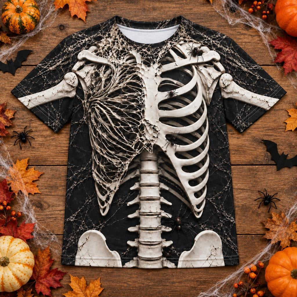 Webbed Skeleton Costume All Over Youth T-Shirt Youth T-Shirts Old Glory