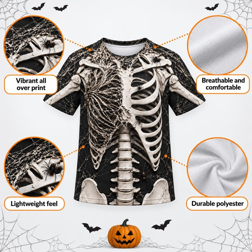 Webbed Skeleton Costume All Over Youth T-Shirt Youth T-Shirts Old Glory