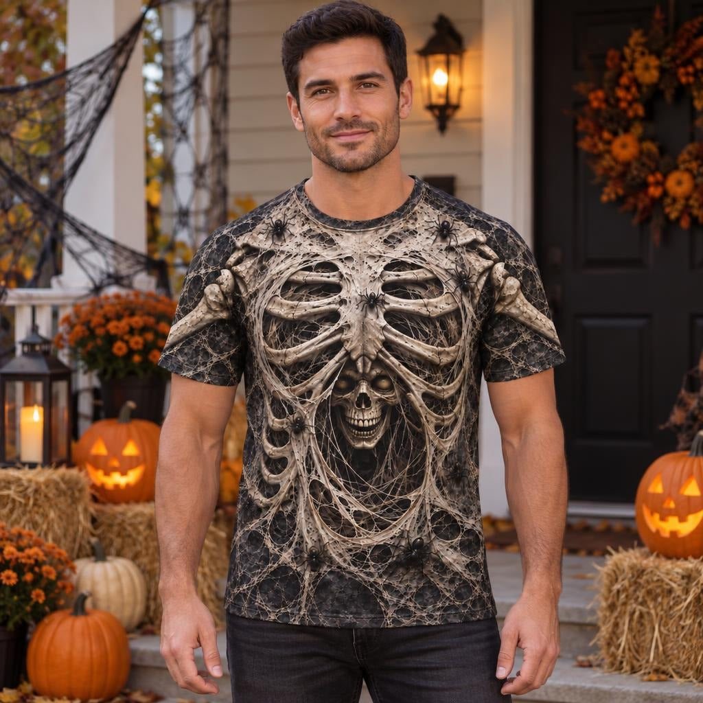 Haunted Skeleton Ribcage Costume All Over Men's T-Shirt Men's T-Shirts Old Glory
