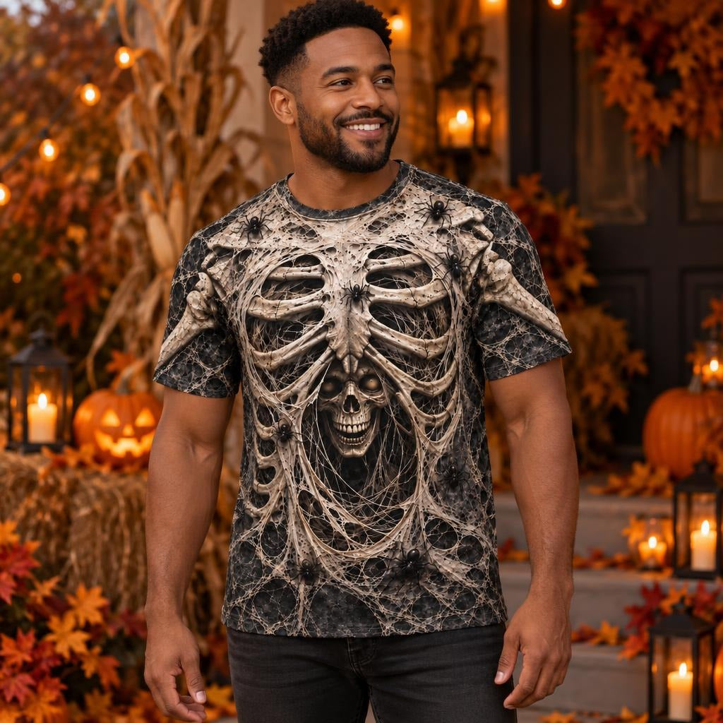 Haunted Skeleton Ribcage Costume All Over Men's T-Shirt Men's T-Shirts Old Glory
