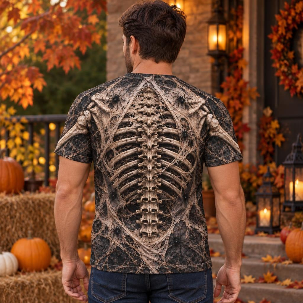 Haunted Skeleton Ribcage Costume All Over Men's T-Shirt Men's T-Shirts Old Glory