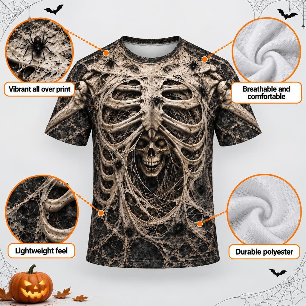 Haunted Skeleton Ribcage Costume All Over Men's T-Shirt Men's T-Shirts Old Glory