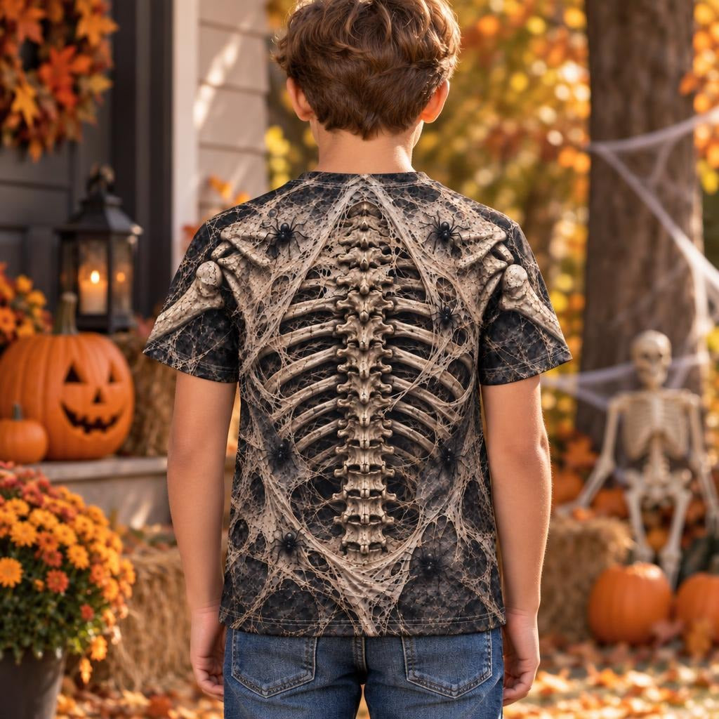 Haunted Skeleton Ribcage Costume All Over Youth T-Shirt Youth T-Shirts Old Glory
