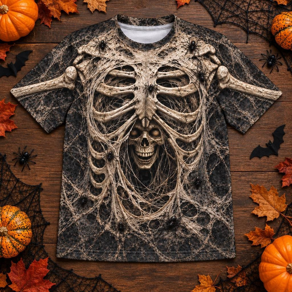 Haunted Skeleton Ribcage Costume All Over Youth T-Shirt Youth T-Shirts Old Glory