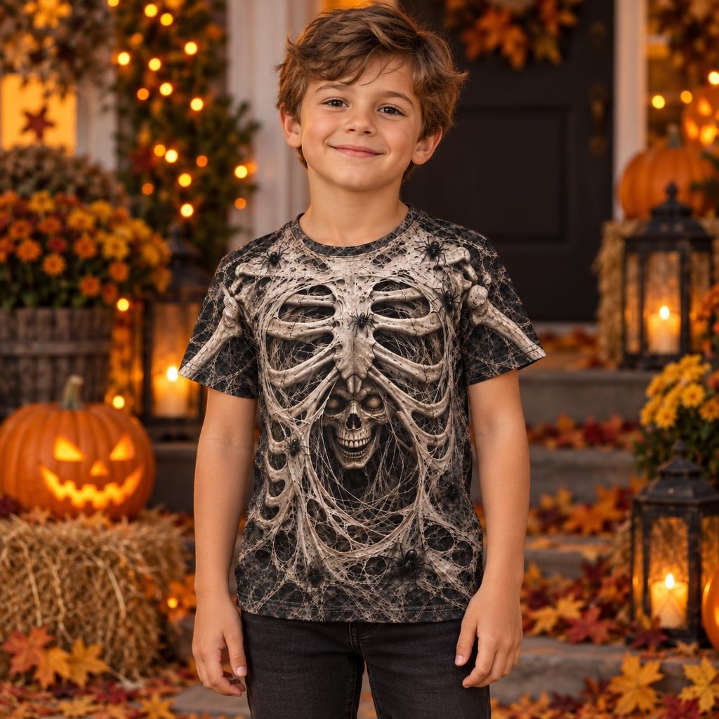 Haunted Skeleton Ribcage Costume All Over Toddler T-Shirt Toddler T-Shirts Old Glory