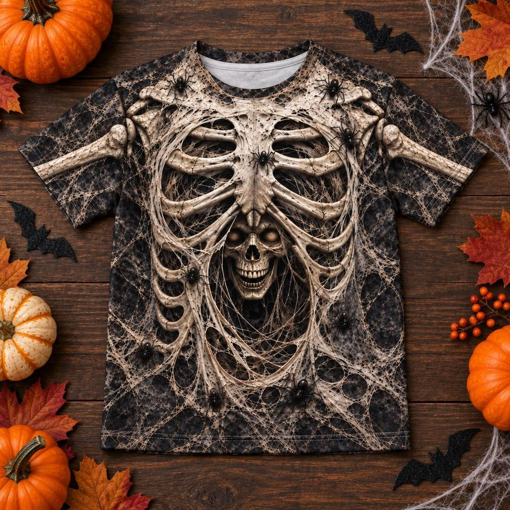 Haunted Skeleton Ribcage Costume All Over Toddler T-Shirt Toddler T-Shirts Old Glory