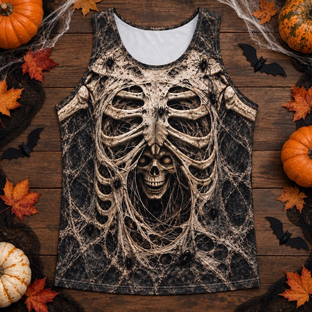 Haunted Skeleton Ribcage Costume All Over Men's Tank Top Men's Tank Tops Old Glory