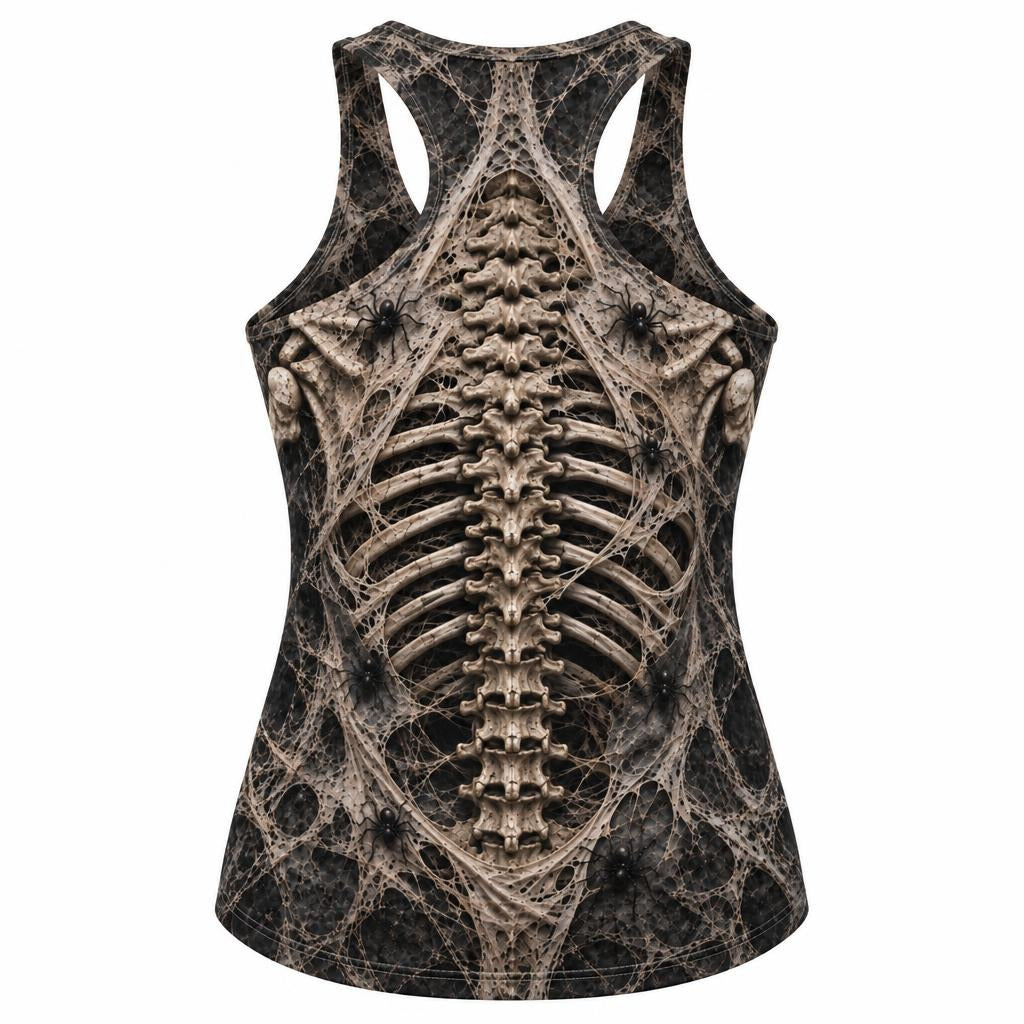 Haunted Skeleton Ribcage Costume All Over Women's Racerback Tank Top Women's Tank Tops Old Glory