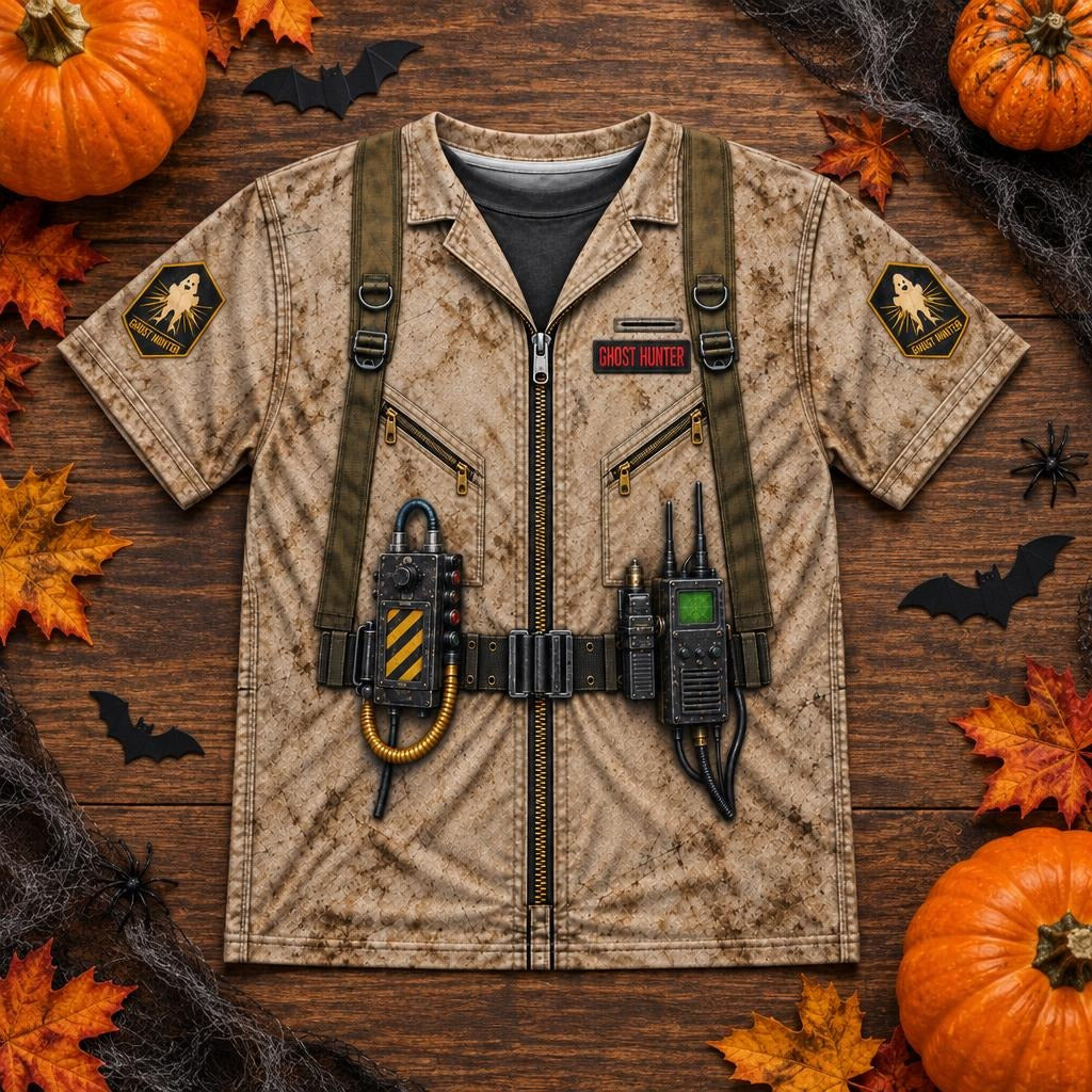 Paranormal Ghost Hunter Costume All Over Youth T-Shirt Youth T-Shirts Old Glory