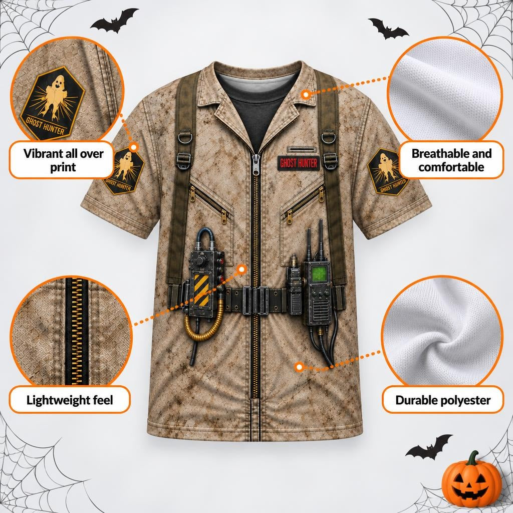 Paranormal Ghost Hunter Costume All Over Youth T-Shirt Youth T-Shirts Old Glory