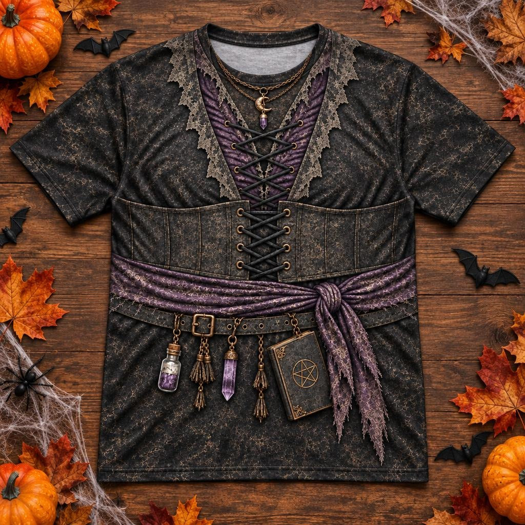 Dark Moon Witch Costume All Over Men's T-Shirt Men's T-Shirts Old Glory