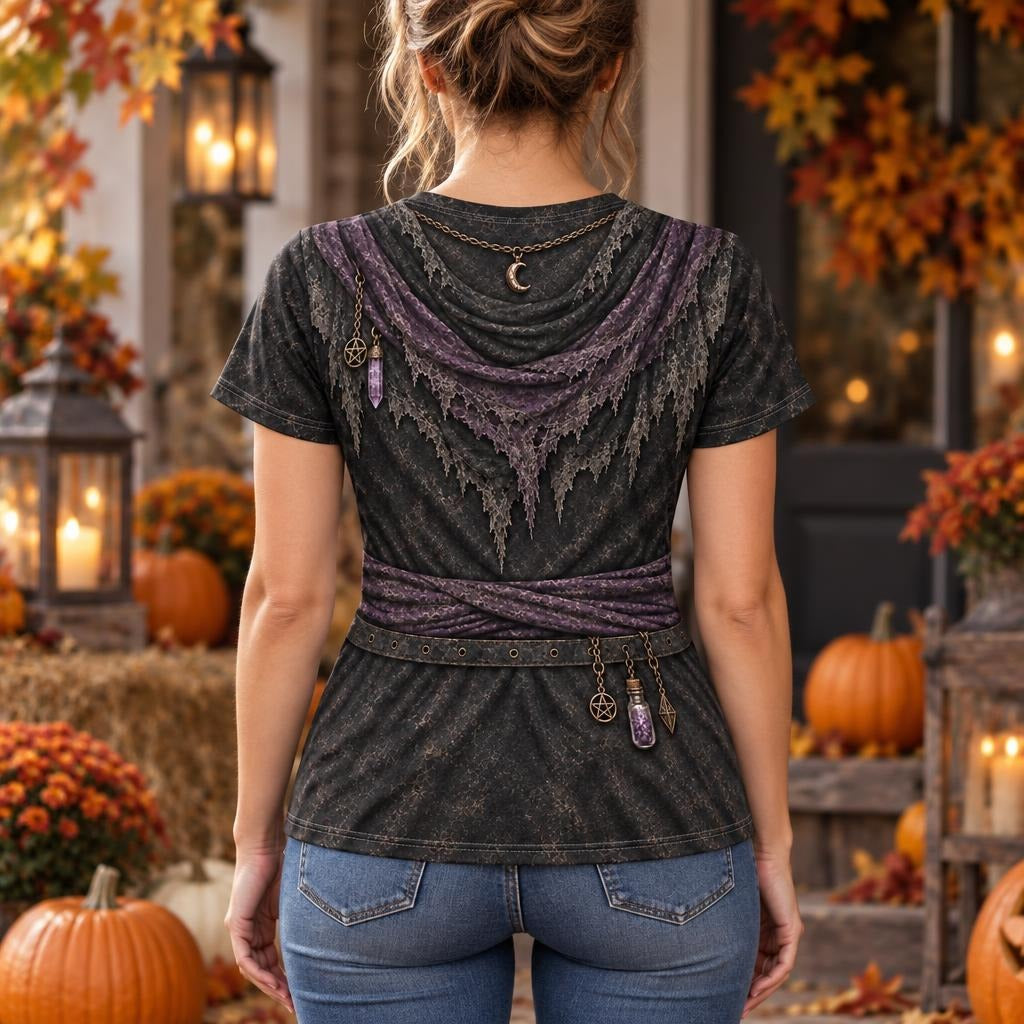 Dark Moon Witch Costume All Over Women's T-Shirt Women's T-Shirts Old Glory